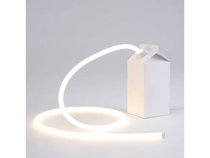 SELETTI Gaily Glow LED-Dekolampe als Milchpackung Daily, weiß / opal, für Wohn- / Esszimmer, Kunststoff, Design