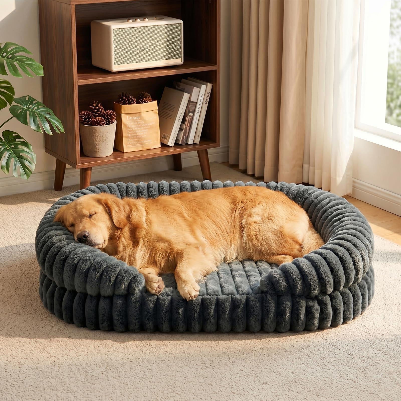 Selius Orthopedisch Hondenbed Memory Foam - Grijs - 123 x 90 cm - Ovaal met Antislip