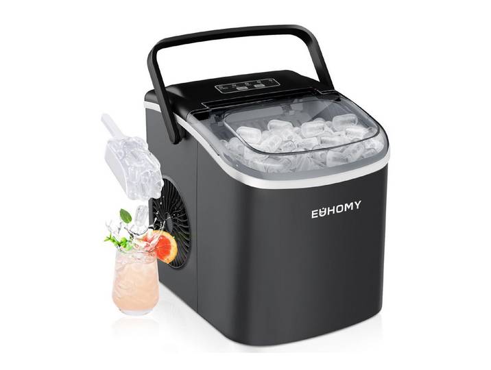 EUHOMY Eiswürfelmaschine Eiswürfelmaschine, 12 kg/24h, 2 Eisgrößen, selbstreinigend, kompakt, Leise, kompakt und schnell einsatzbereit fuer den taeglichen Eisbedarf