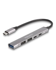 Delock 4 Port Slim USB Type-C Hub mit 1 x 10 Gbps Typ-A+ 2 2.0+ 1 (64298)