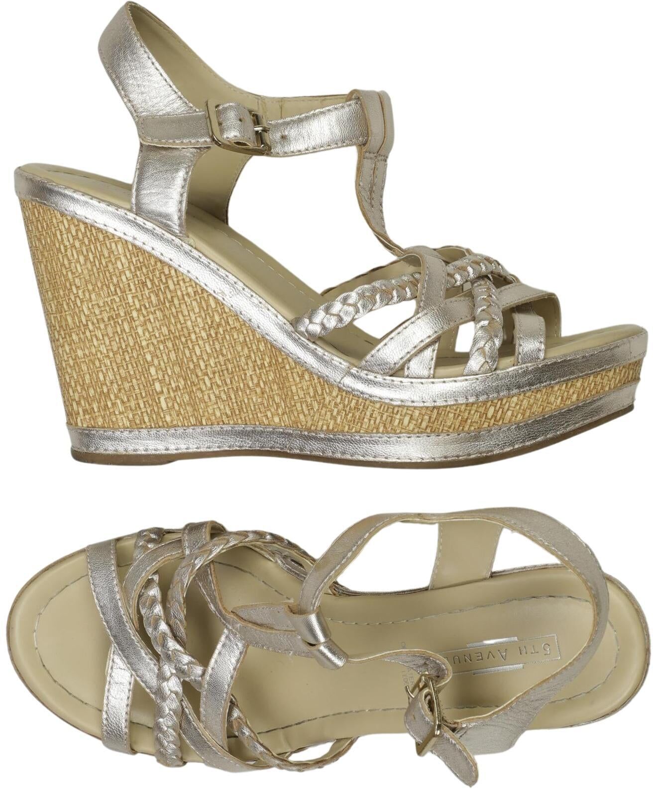 5th Avenue Damen Sandalen, Silber, Gr. EU 37, Leder - Second Hand