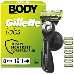 Gillette, Nassrasierer, Labs Body & Intimate Rasierer Herren, Intimrasierer + 8 Rasierklingen