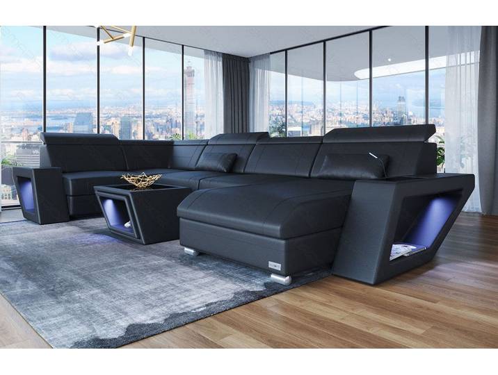 Mini Sofa Catania Eleganz U-Form aus Leder