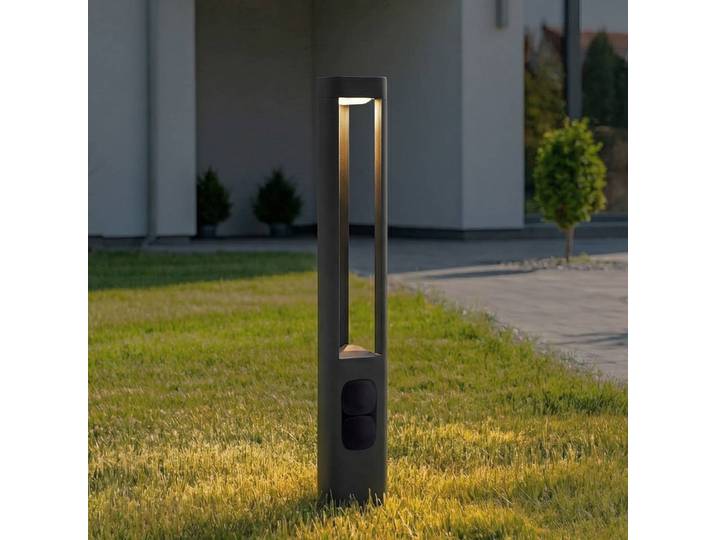 LED Wegeleuchte Pirron Lucande, schwarz, Aluminium, Modern