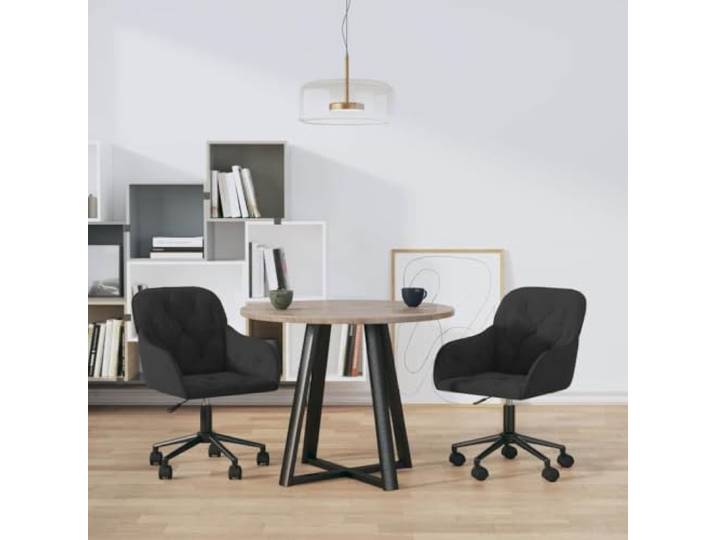 2 Stühle, drehbar um 360 °, mit Rollen, Samt, Schwarz, Höhe: Modernes Design, weicher Sitz, freie Rotation, reibungslose Mobilität, für Esszimmer und Wohnzimmer, elegante Verarbeitung