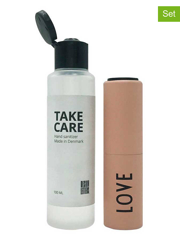 Design Letters 2tlg. Handdesinfektion-Set "Love" in Transparent/ Beige - onesize
