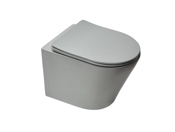 WC suspendu Infinitio gris mat sans bride et fixations invisibles + abattant frein de chute (GreyInfinitio)