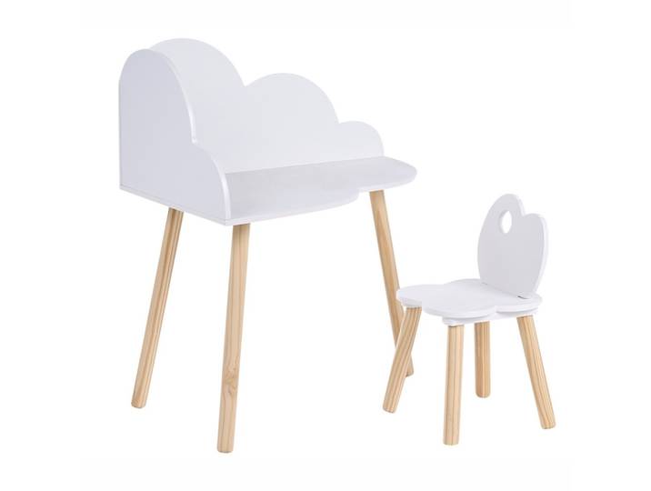 KINDERTISCH und Stuhlset Weiß Cloudy