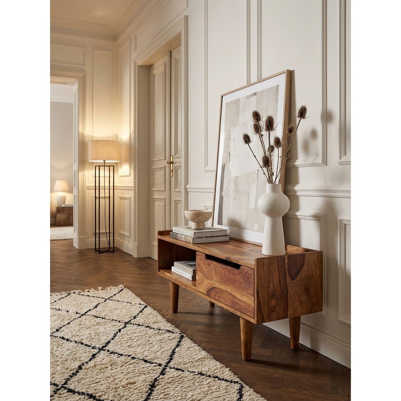 Lowboard Massivholz Modern Stil 95x44x34 cm mit Schiebetür