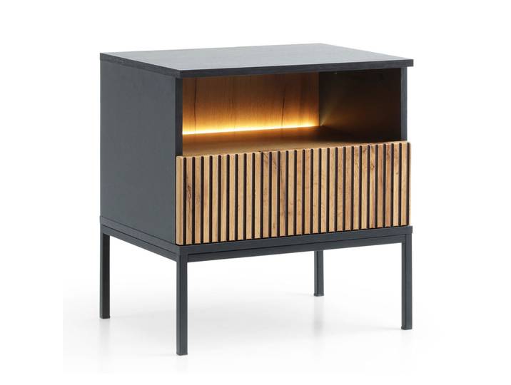 Nachttisch Tosena mit Schublade und LED-Beleuchtung 54 cm