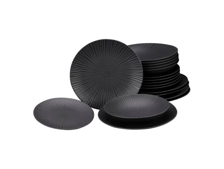 Creatable Tafelservice Vesuvio, Anthrazit, Keramik, 18-teilig, Uni, stapelbar, Essen & Trinken, Geschirr, Geschirr-Sets, Tafelservice