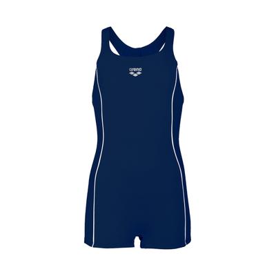 Badeanzug ARENA "G FINDING JR R für Mädchen", Mädchen, Gr. 152 (146), N-Gr, blau (navy, weiß), Obermaterial: 100% Polyester, Badeanzüge Badeanzug, sportlicher Stil, schnell trocknendes Material, UV-Schutz UPF 50+