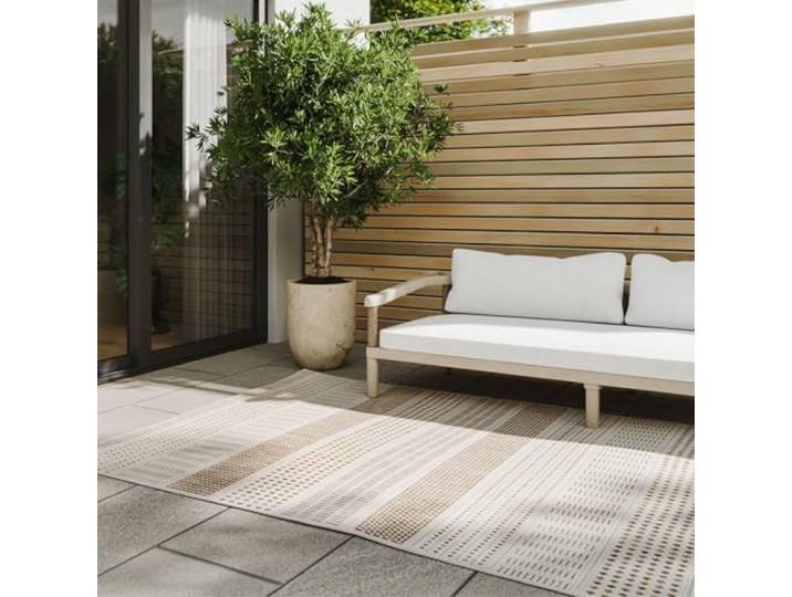 benuta Basic In- & Outdoor Teppich Kaleo - Beige 200x300 cm - Geometrische Muster - Wetterfest & UV-beständig für Balkon, Terrasse, Garten, Küchenteppich & Wohnzimmerteppich - Leicht zu Reinigen