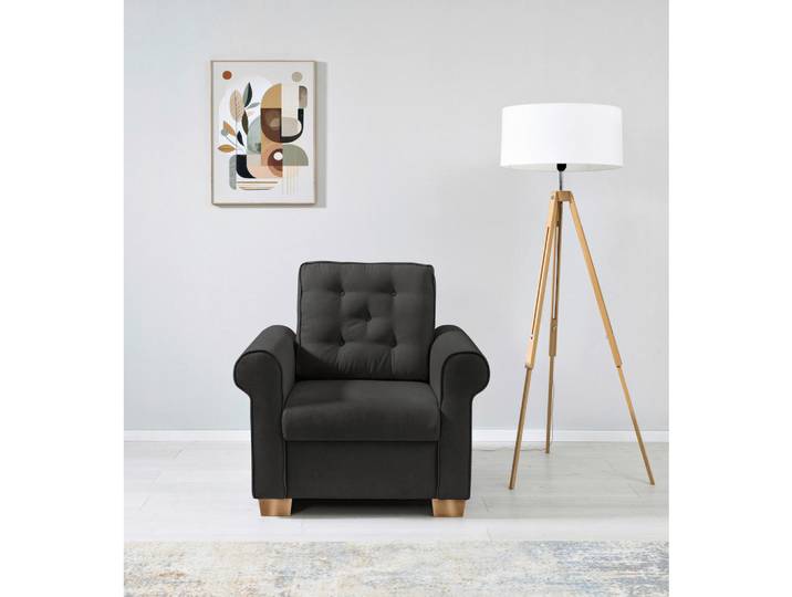 Mid.you Sessel Arles, Schwarz, Holz, Birke, Buche, Hartholz, Uni, 93x89x82 cm, Made in EU, Wohnzimmer, Sessel, Sonstige Sessel
