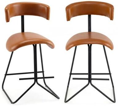 Costway Set of 2 Modern Counter Height Stools 25 Inch Faux Leather Upholstered-Espresso