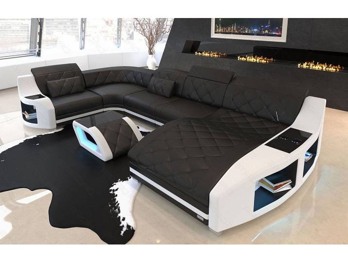 Mini Wohnlandschaft Swing U-Form in Leder