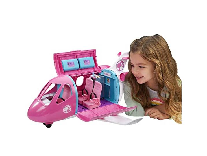 Barbie Dreamplane Flugzeug-Spielset Über 15 Zubehörteile wie Hündchen, Snackwagen, Liegesitze und mehr, GDG76