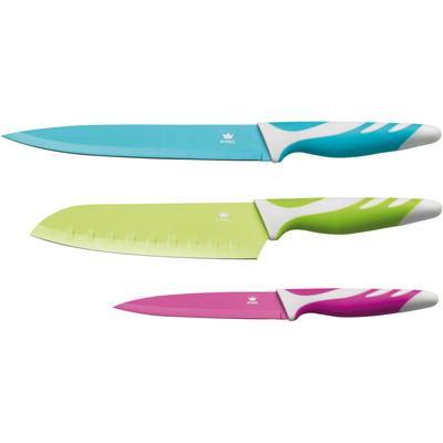Messer-Set KING, bunt, Edelstahl, Kochmesser-Sets, mit beschichteten Klingen, 3-teilig