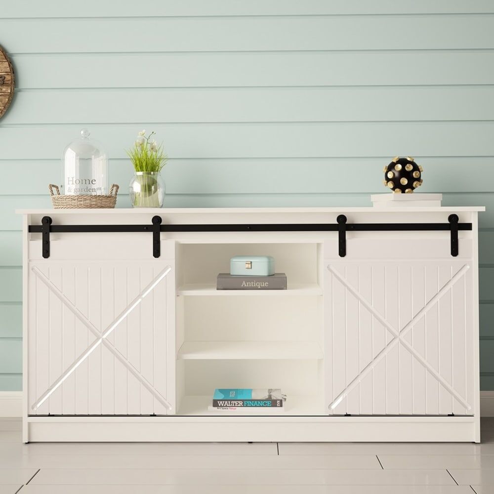 MSO Buffet design blanc portes coulissantes 160cm Blanc 35x80x160cm