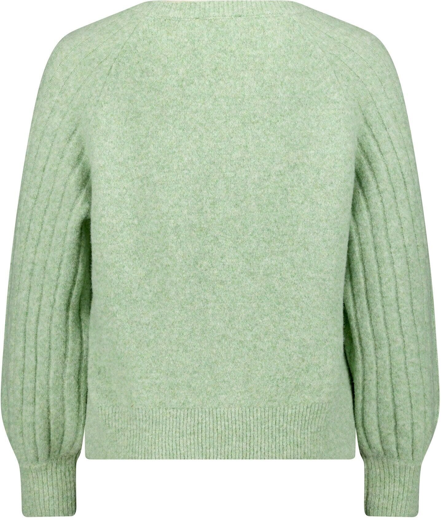 Strickpullover CARTOON "Strickpullover mit Rundhalsausschnitt", Damen, Gr. 42, grün (grün melange), Pullover Strickpullover