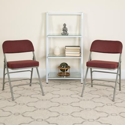 Flash Furniture 4 Pack Curved Triple Braced & Hinged Fabric Upholstered Metal Folding Chair