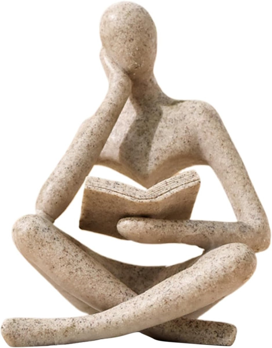 Denker Standbeeld - Abstract Artistiek Beeldje voor Interieur Decoratie - Zwart - Hoogte: 17 cm