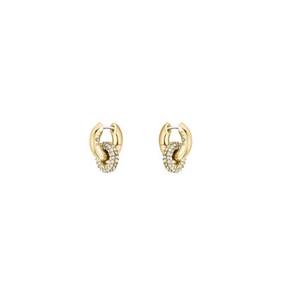 Paar Creolen BOSS "LIVE PRECIOUS", gold (gelbgoldfarben, edelstahlfarben, kristallweiß, kristallweiß), Ohrringe, Damen, Edelstahl, mit Preciosa Crystal - Einhänger abnehmbar