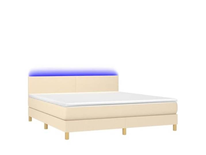 PUGYNBK Boxspringbett mit Matratze und LED, cremefarbener Stoff, 160 x 200 cm