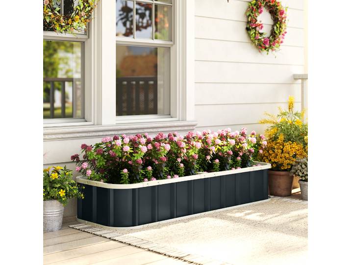 Outsunny Jardinière Surélevée Acier Galvanisé 165x52x31cm Gris
