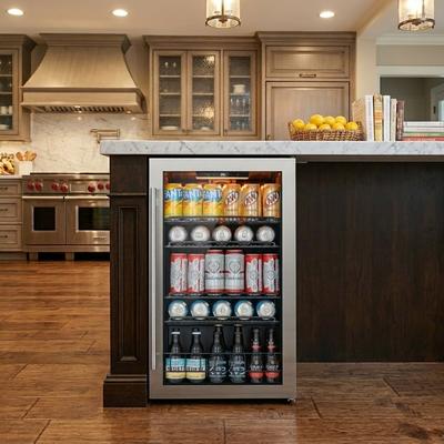 Ca'Lefort 18.9 in. W Single Zone 130-Can Direct-cool Beverage Cooler Freestanding Refrigerator Glass Door.