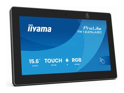 Iiyama ProLite TW1625LASC-B3PNR - Android-PC - Touchscreen-PC - 1 RK3576 / 2.2 GHz - RAM 4 GB - SSD - eMMC 32 GB - Cortex-A72 + A53 - Wi-Fi 6, Bluetooth 5.3, NFC, 1GbE - WLAN: 802.11a/b/g/n/ac/ax, Bluetooth 5.3, NFC - Android 14 - Monitor: LED 39.6 cm (15.6") (TW1625LASC-B3PNR)