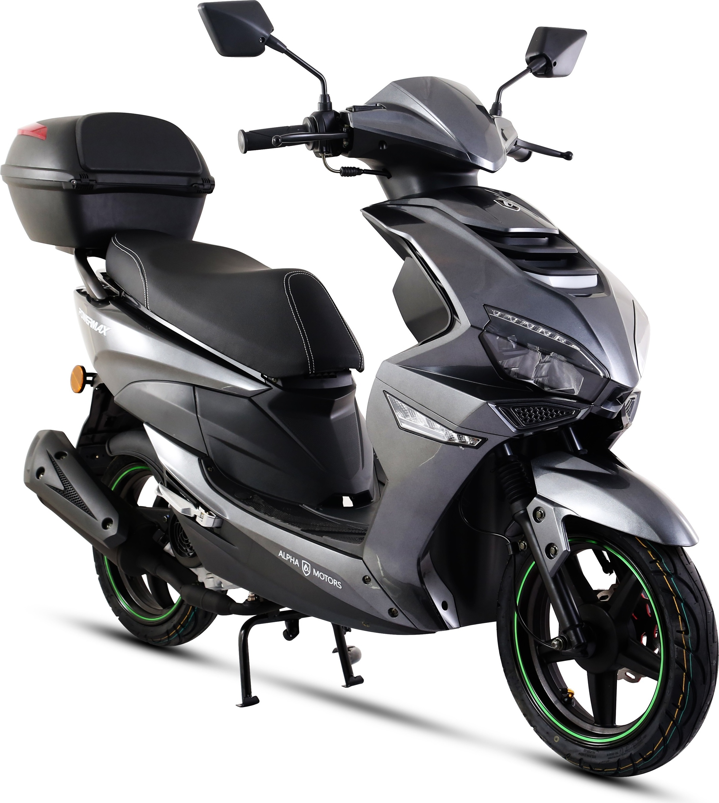 Motorroller Powermax 50 ccm 45 kmh EURO 5 dunkelgrau inkl. Topcase