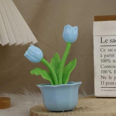 Uplifted Finds Artificial Tulip Table Lamp Bedside Night Light Flower Ambient LED Home Decoration light Green