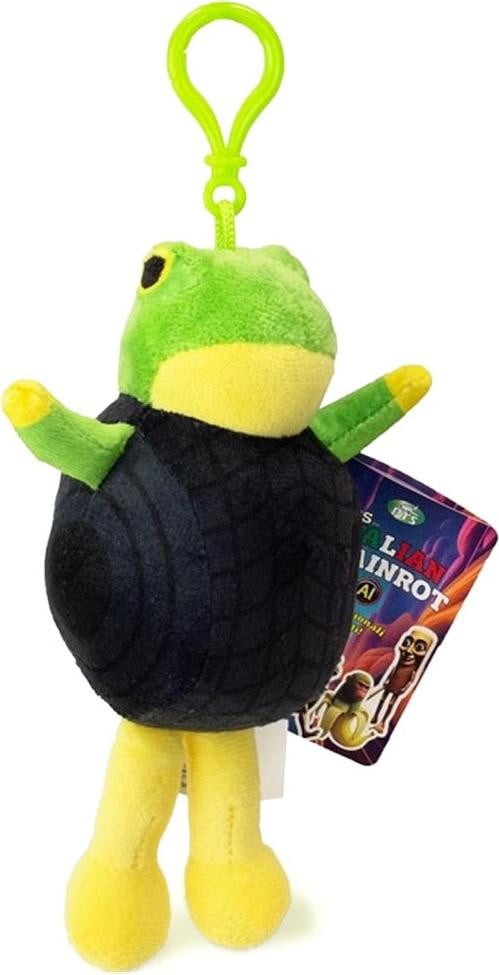 BEMIRO Ambalabu pluche knuffel met bagclip en geborduurde details, 13 cm