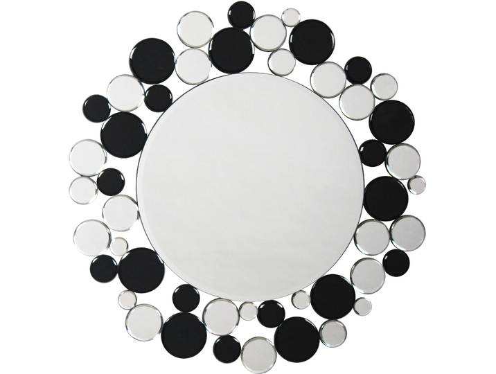 Dekospiegel KAYOOM Bubble 1925 , schwarz, B:80cm H:1,6cm T:80cm Ø:80cm, Metallhaken, Spiegelglas, Spiegel, Dekospiegel, Wandspiegel