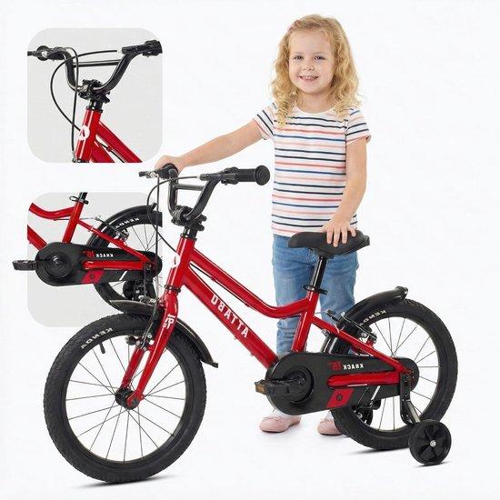 Kinderfahrrad - Fahrrad - Lederfahrräder - Aluminium Rahmen - 16 Zoll - Rot