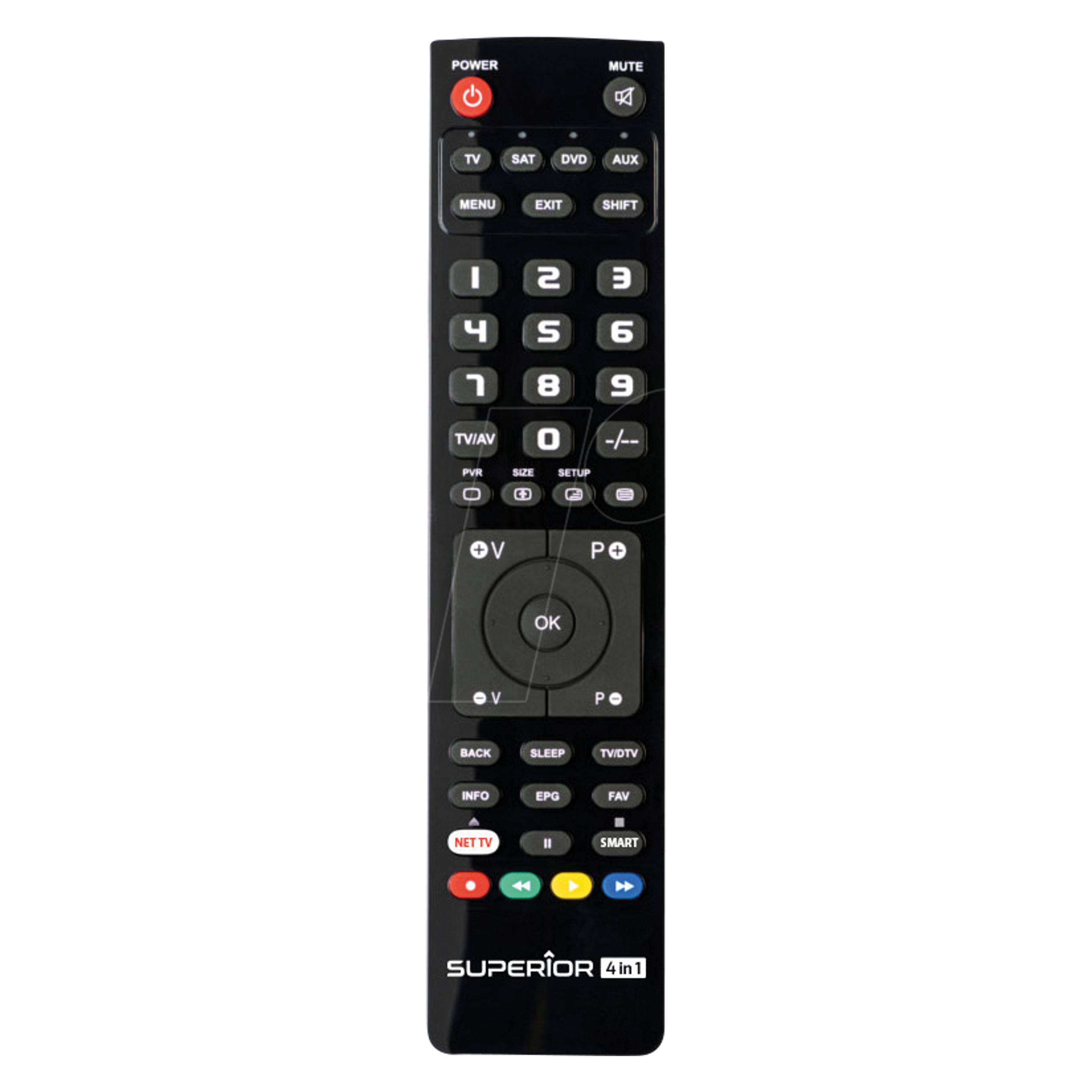 Superior Slim4in1 Universal Fjernbetjening Til 4 Apparater (Universal Fernbedienung, Bluetooth) (SUPTPB009)