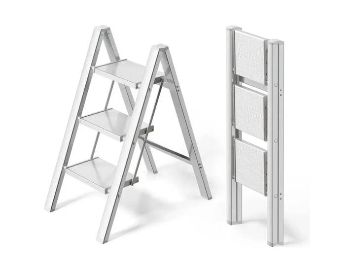 Escabeau pliant léger en aluminium avec pédale large coordonnante, échelle portable, ménage et bureau, charge de 150kg, 2-3-4 marches