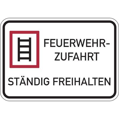 Hinweisschild Feuerwehrzufahrt, Feuerwehrzufahrt ständig freihalten - 500x350x2 mm Aluminium 2 mm