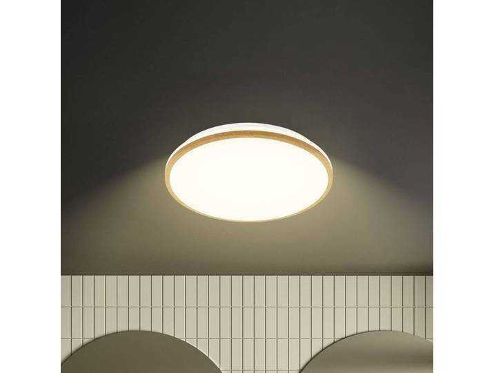 Briloner Deckenlampe Acorus, Holz hell, für Badezimmer, Kunststoff, Modern, Deckenlampe