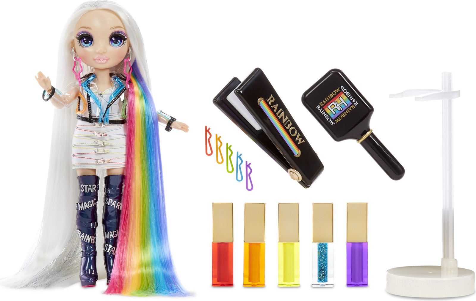 Rainbow High Hair Studio met pop van 27 cm, haarkleurelementen en accessoires