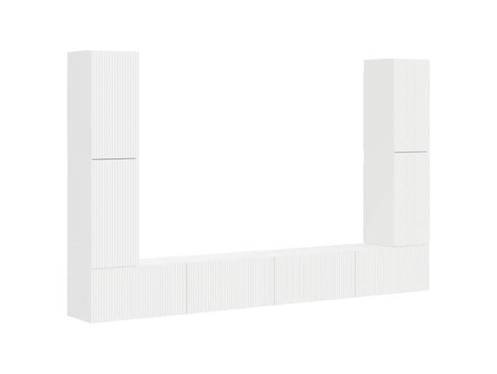 HAQWRDQSG 8-tlg TV-Schrank Wandmontage Set, Weiß aus Holzwerkstoff Flexible Hängeelemente für Wohnzimmer und Schlafzimmer, modular kombinierbar zur sauberen Aufbewahrung.
