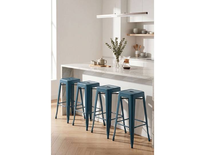 4er Set Torix Hohe Hocker 76 cm - Blau Öl