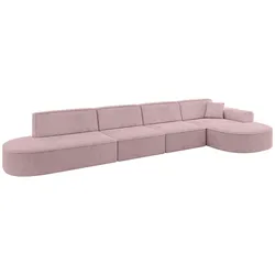 ECKSOFA Ottomane Rechts MARI-L3 - 413x171x79 cm Rosa Cord
