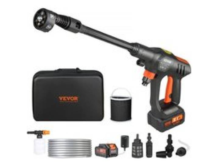 VEVOR Nettoyeur Haute Pression sur Batterie sans Fil 21 V Nettoyeur Haute Puissance Portable 652 PSI 50 bar Laveuse Électrique 4 L/min Batterie 4,0 Ah Chargeur pour Nettoyage Terrasse Jardin Voiture