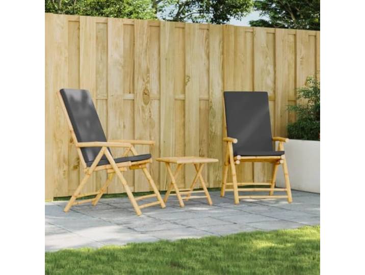HEFZGDB Massiver Bambus Klappstuhl mit 5-Fach Verstellbarer Rückenlehne und dickem Polsterkissen - Gartenliege Outdoor Sitzmöbel mit abnehmbarem Bezug für Terrasse und Balkon