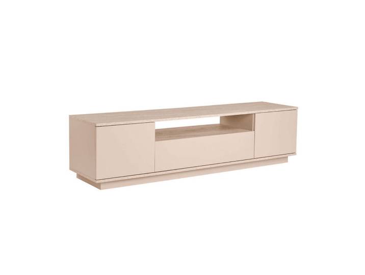 Calicosy TV furniture with 3 folding doors and 1 niche, L180 cm, Beige, 44.5x44.6x12 cm, Wohnzimmer, TV Möbel, Lowboards, Lowboards stehend