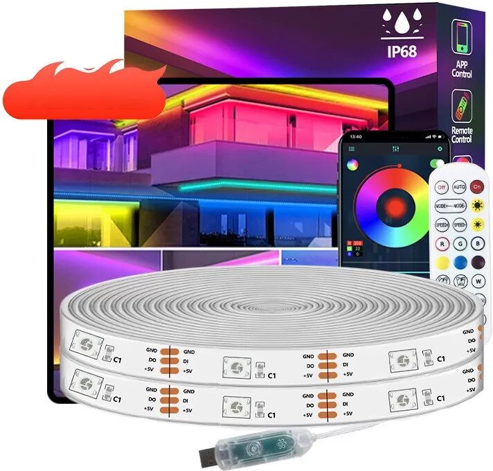 INF USB Outdoor RGBIC LED Streifen - 18 LEDs/Meter - 2.4G Bluetooth, IP68 Wasserdicht 15 m