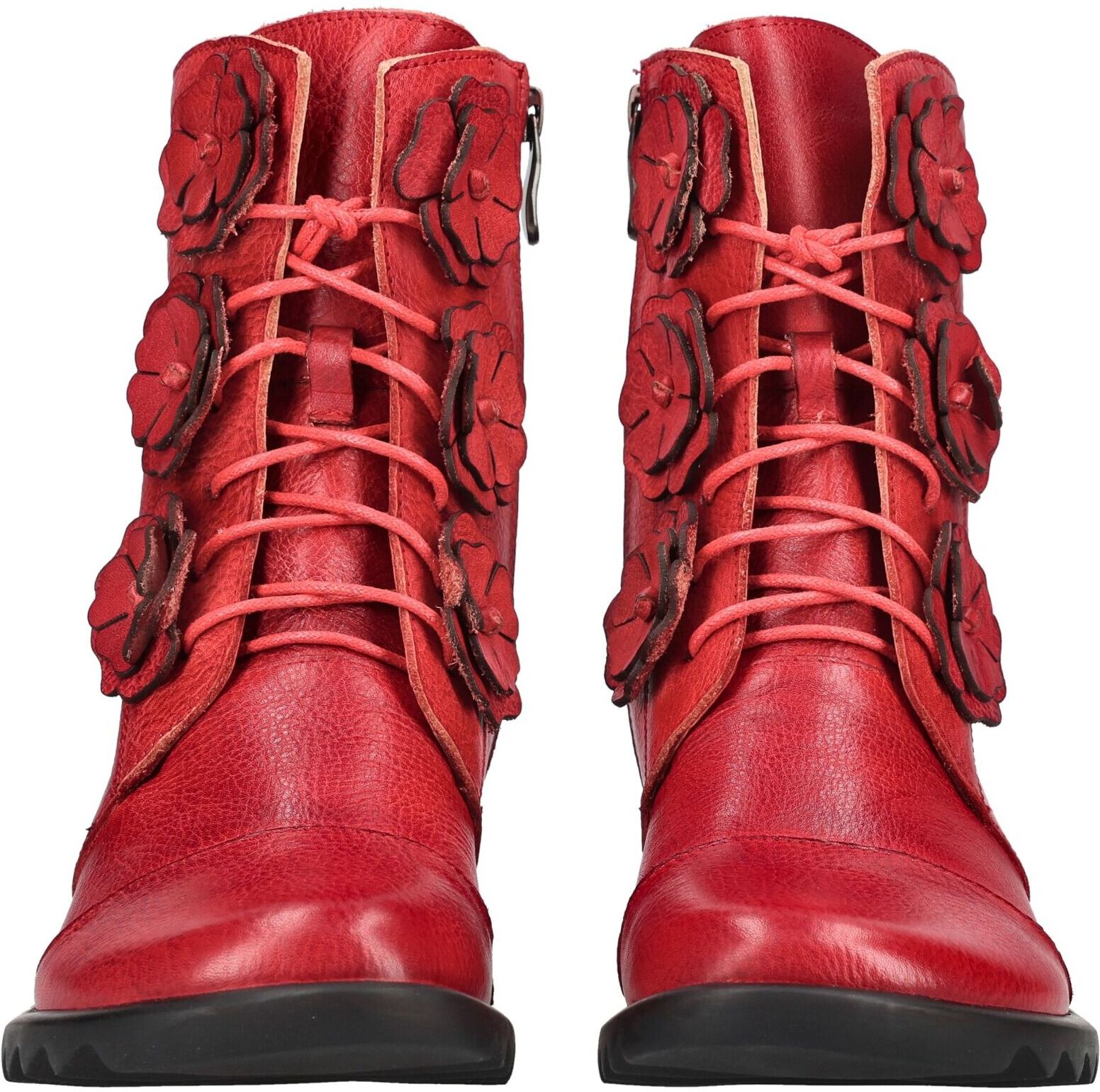 Schnürstiefelette LAURA VITA "LAURA VITA Stiefelette Leder", Damen, Gr. 37, rot, Leder, Schuhe Schnürstiefelette