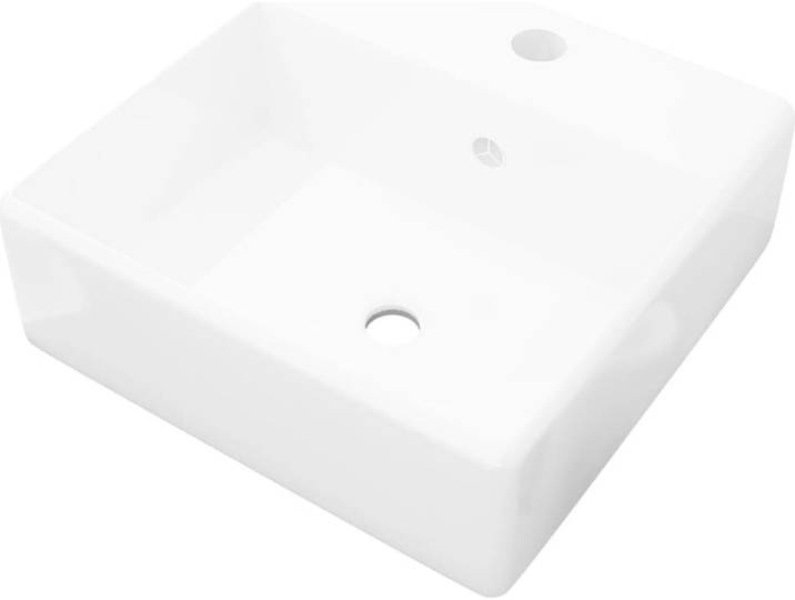 vidaXL lavabo évier en céramique trop-plein trou de robinet 41 x 41 cm
